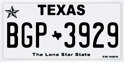TX license plate BGP3929