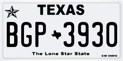 TX license plate BGP3930