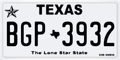TX license plate BGP3932
