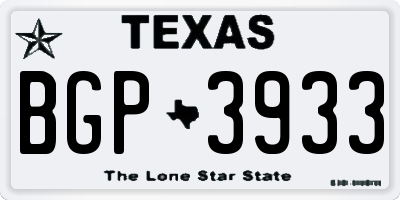 TX license plate BGP3933