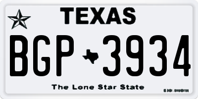 TX license plate BGP3934