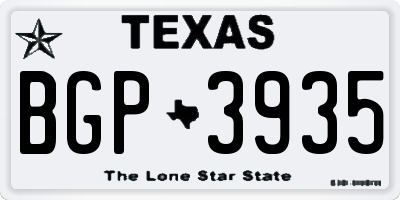 TX license plate BGP3935