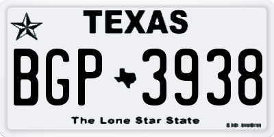 TX license plate BGP3938