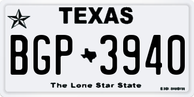 TX license plate BGP3940