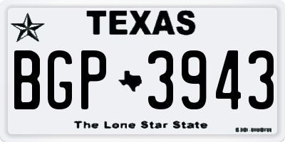 TX license plate BGP3943