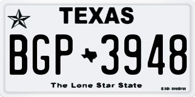TX license plate BGP3948