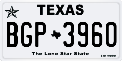 TX license plate BGP3960