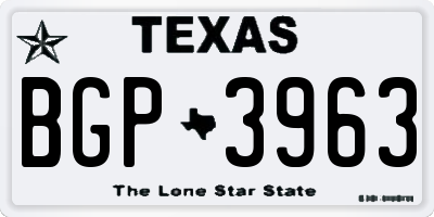 TX license plate BGP3963