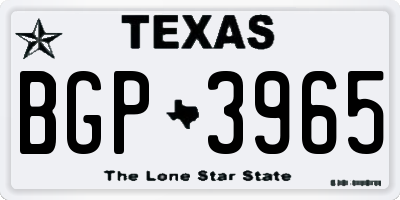 TX license plate BGP3965