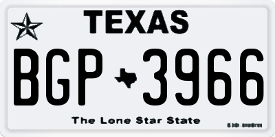 TX license plate BGP3966