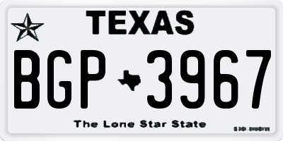 TX license plate BGP3967