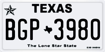 TX license plate BGP3980