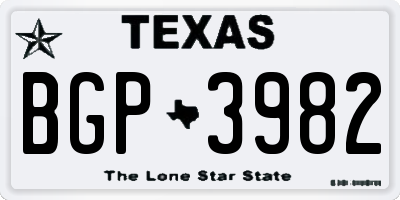 TX license plate BGP3982