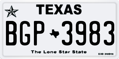 TX license plate BGP3983