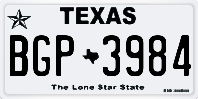 TX license plate BGP3984