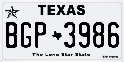 TX license plate BGP3986