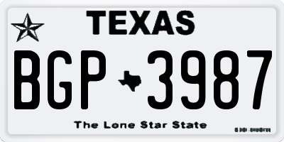 TX license plate BGP3987