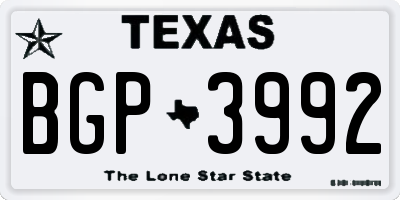 TX license plate BGP3992