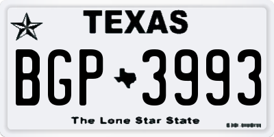 TX license plate BGP3993