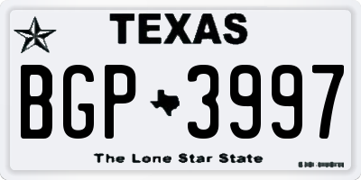 TX license plate BGP3997