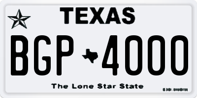 TX license plate BGP4000