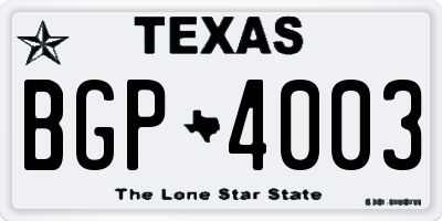 TX license plate BGP4003