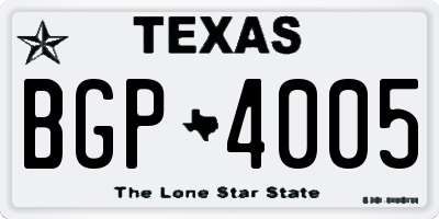 TX license plate BGP4005