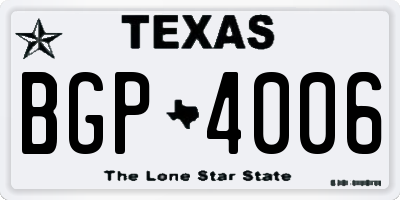 TX license plate BGP4006