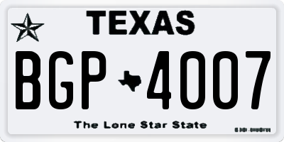 TX license plate BGP4007