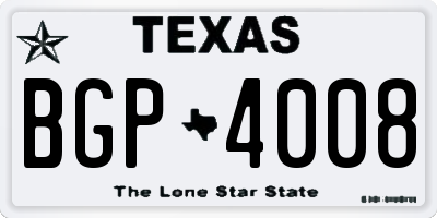 TX license plate BGP4008