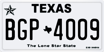 TX license plate BGP4009