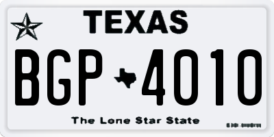 TX license plate BGP4010