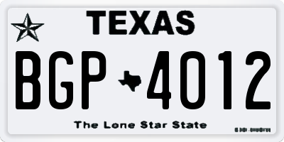 TX license plate BGP4012