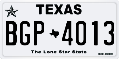 TX license plate BGP4013