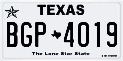 TX license plate BGP4019