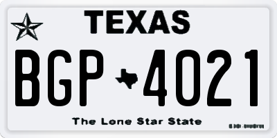 TX license plate BGP4021