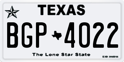 TX license plate BGP4022