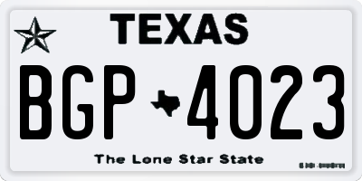 TX license plate BGP4023