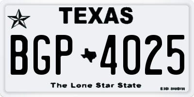 TX license plate BGP4025