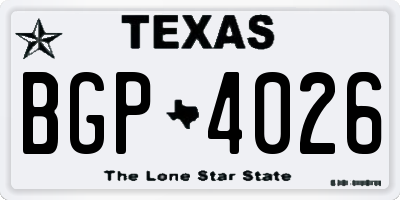 TX license plate BGP4026