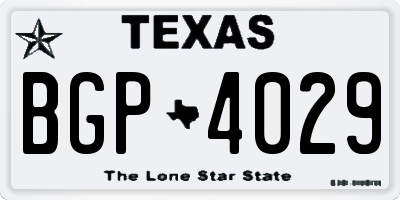 TX license plate BGP4029