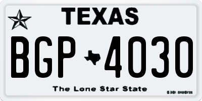 TX license plate BGP4030