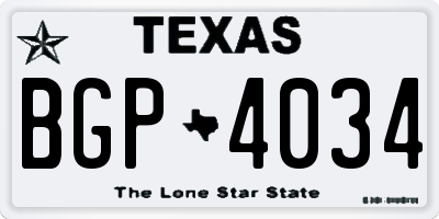 TX license plate BGP4034