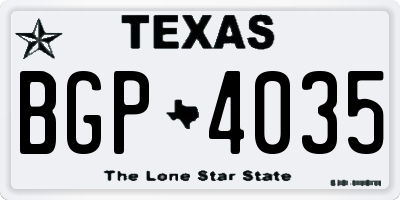 TX license plate BGP4035