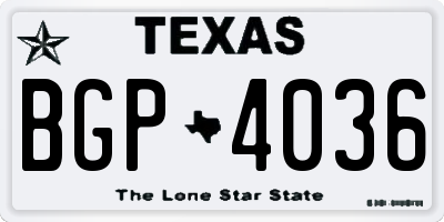 TX license plate BGP4036