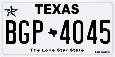 TX license plate BGP4045
