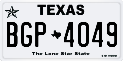 TX license plate BGP4049