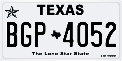 TX license plate BGP4052