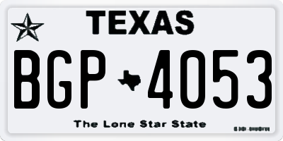TX license plate BGP4053