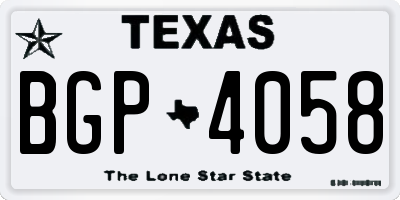 TX license plate BGP4058